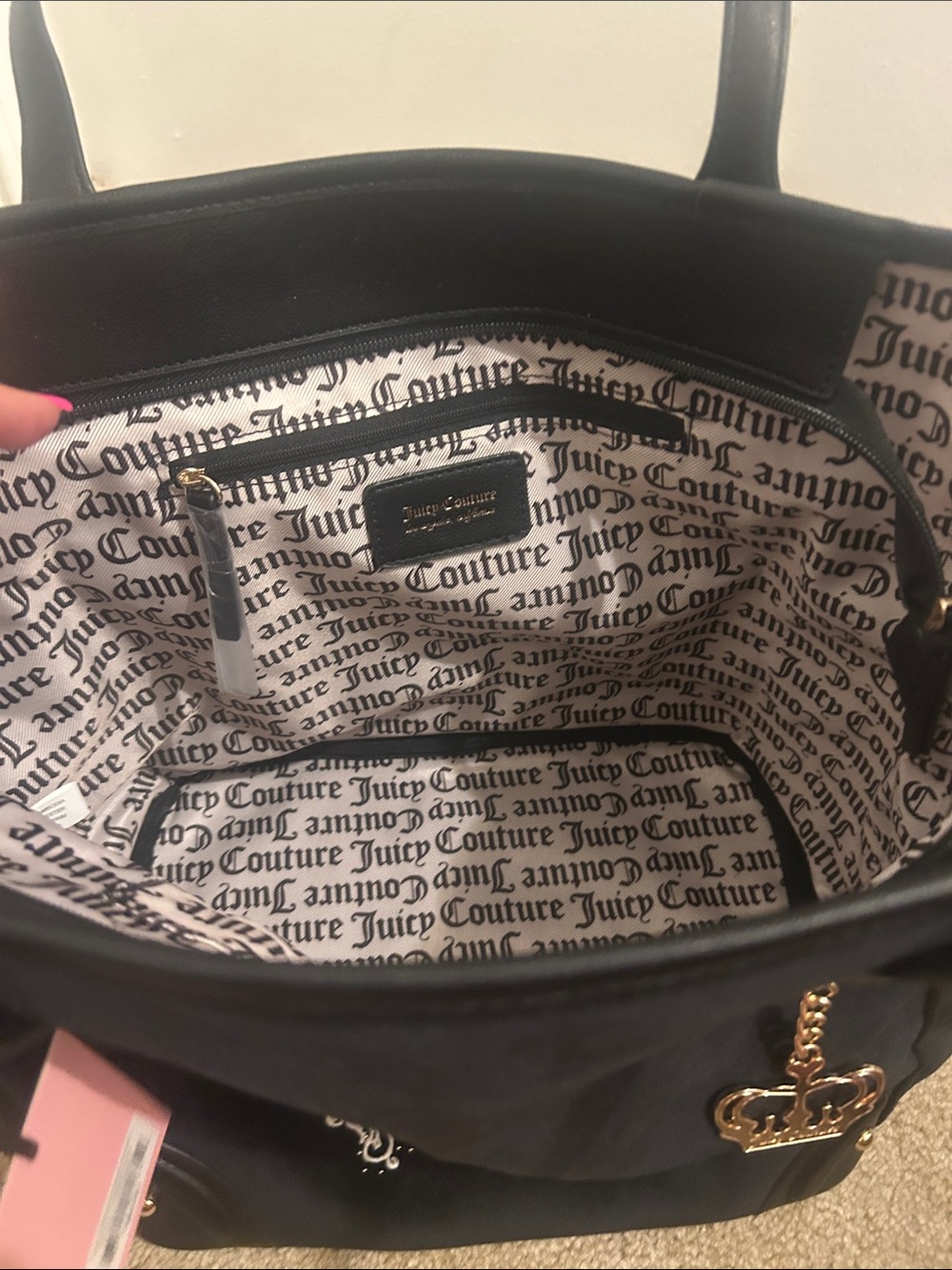 Juicy Couture Black Tote with Crown Charm - Picture 5 of 6